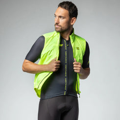 Gilet Smanicato Antivento Alè LIGHT PACK ALE' GIALLO FLUO